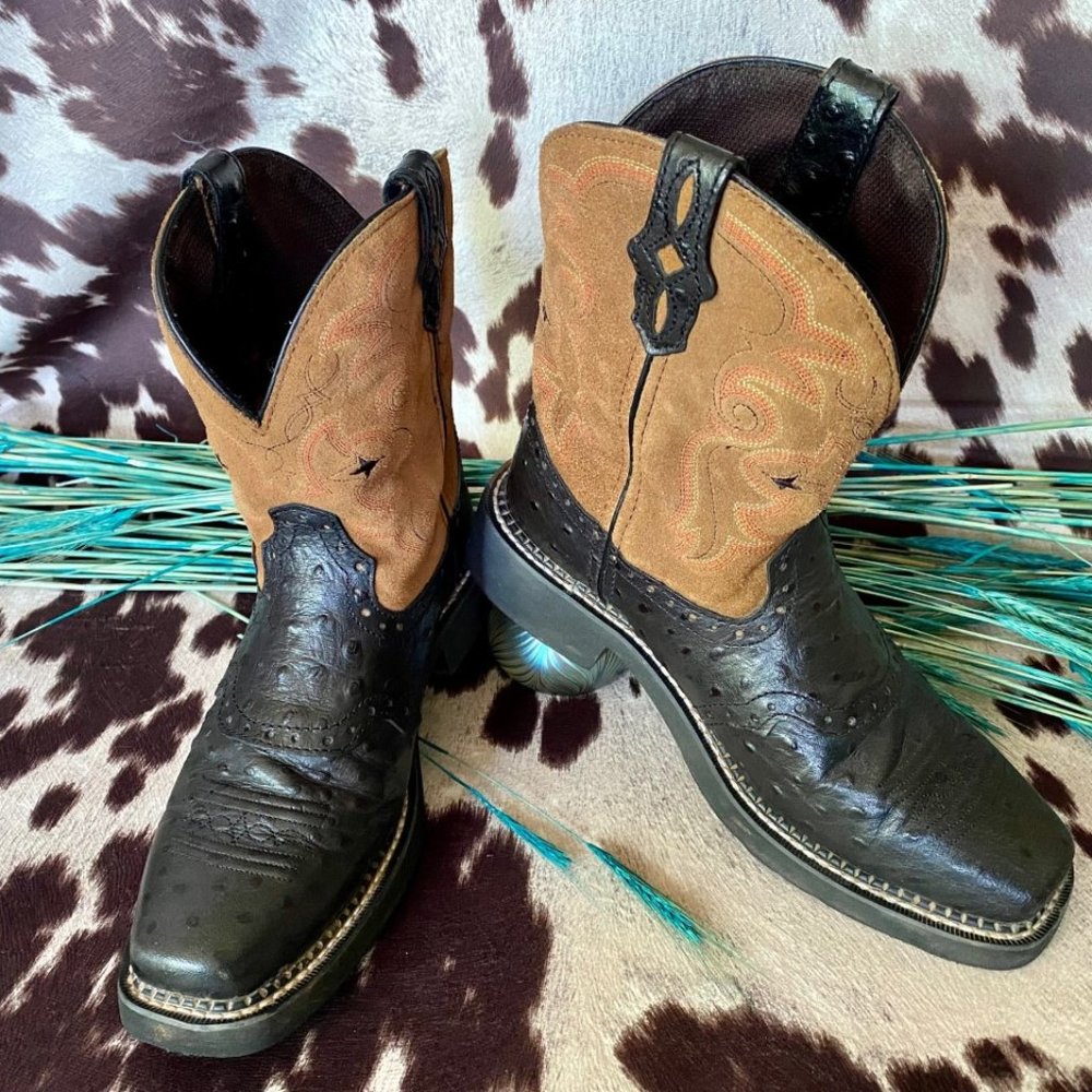 Justin Gypsy Women's Boots Size 8B ~ Black Ostrich